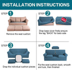 Turquoize 4 Piece Sofa Covers for 3 Cushion Couch Sofa Slipcover Soft Couch Cover for Dogs Washable Furniture Cover with 3 Individual Large Cushion Covers Feature Fabric (Large Sofa, Dusty Blue)