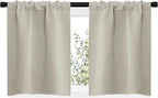 NICETOWN Blackout Curtains for Living Curtains, Room Darkening Window Curtain Panels, Easy-Care Solid Thermal Insulated Draperies/Drapes for Daughter Room (Natural, 2 Panels, 29 by 20)