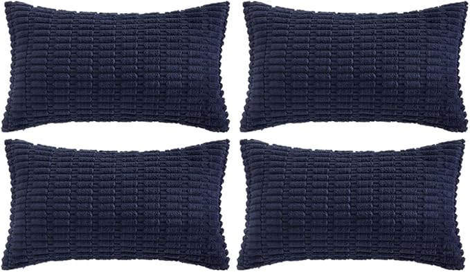 Fancy Homi 4 Packs Decorative Throw Pillow Covers for Living Room Couch Bed, Modern Farmhouse Boho Home Décor Accent Cushion Case, 24" x 16", Navy Blue