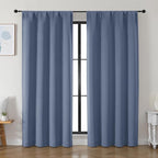 Simplebrand Ava Denim Blackout Curtains for Bedroom 84 Inch Length 2 Panels Set, Solid Thermal Insulated Privacy Living Room Window Treatment Curtains Blackout Drapes, W50 x L84 Inch, Denim