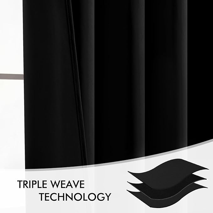 MIULEE Back Tab Blackout Curtains 94 Inch Long 2 Panels Set for Living Room Bedroom, Halloween Black Rod Pocket/Pinch Pleated Thermal Insulated Room Darkening Light Blocking Floor to Ceiling Drapes