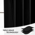 MIULEE Black Back Tab Blackout Curtains 52x94 Inch Long 2 Panels Set
