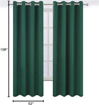 LEMOMO Dark Green Thermal Blackout Curtains/52 x 108 Inch/Set of 2 Panels Room Darkening Curtains for Bedroom