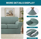 Turquoize 4 Piece Sofa Covers for 3 Cushion Couch Sofa Slipcover Soft Couch Cover for Dogs Washable Furniture Cover with 3 Individual Large Cushion Covers Feature Fabric (Large Sofa, Dark Cyan)