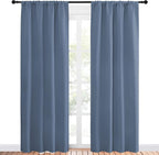 NICETOWN Blackout Curtains for Living Curtains, Window Treatment Curtains & Drapes 84 inches Long, Thermal Insulated Privacy Draperies for Bedroom (Stone Blue, 42" Wide x 84" Long, Set of 2)