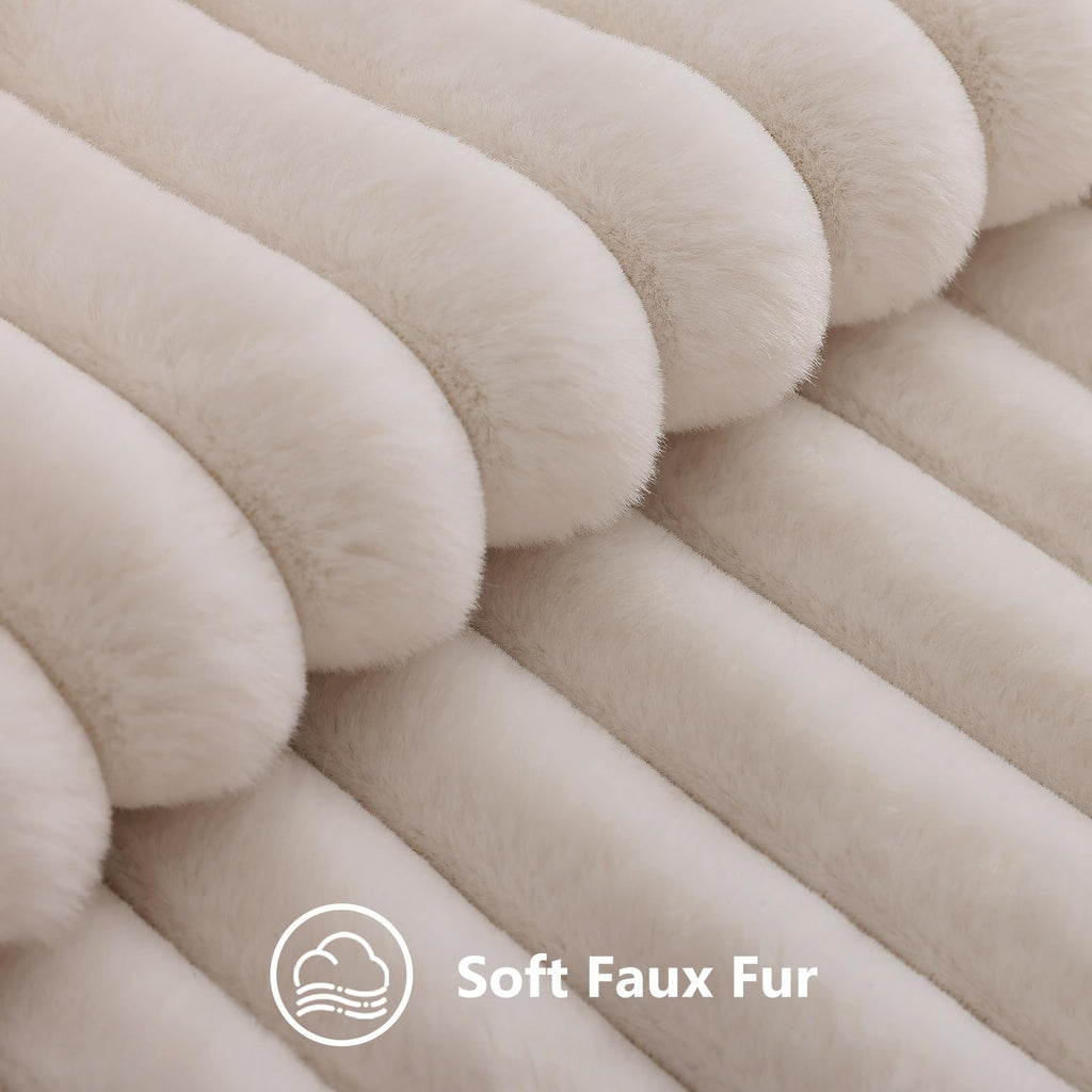 decorUhome Fall Faux Fur Throw Pillow Covers 22x22 Set of 2 Beige