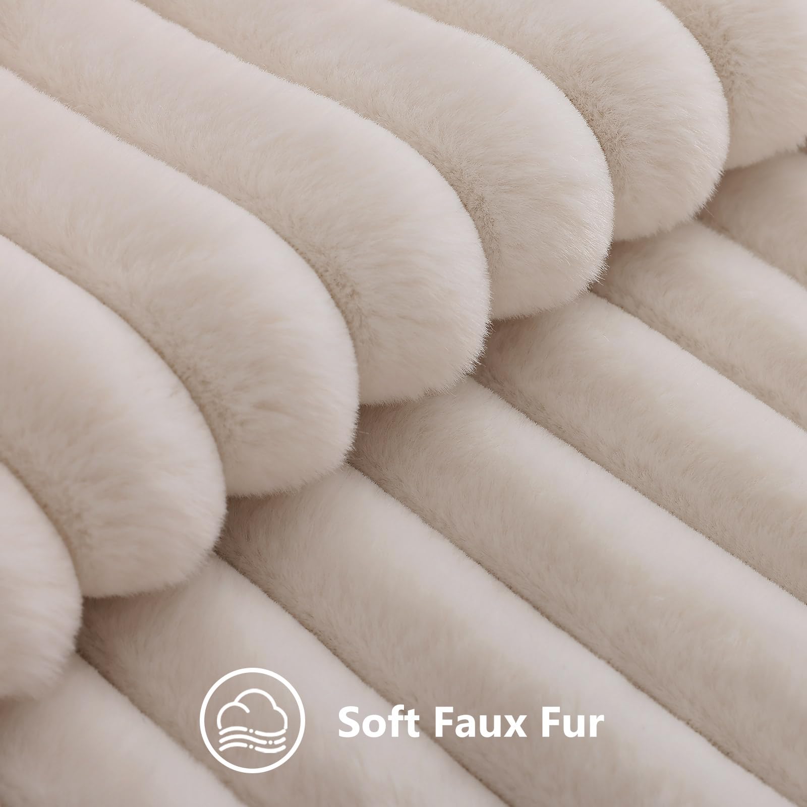 decorUhome Fall Faux Fur Throw Pillow Covers 22x22 Set of 2 Beige