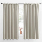 NICETOWN Blackout Curtains for Living Curtains, Room Darkening Window Curtain Panels, Easy-Care Solid Thermal Insulated Draperies/Drapes for Daughter Room (Natural, 2 Panels, 52 by 63)