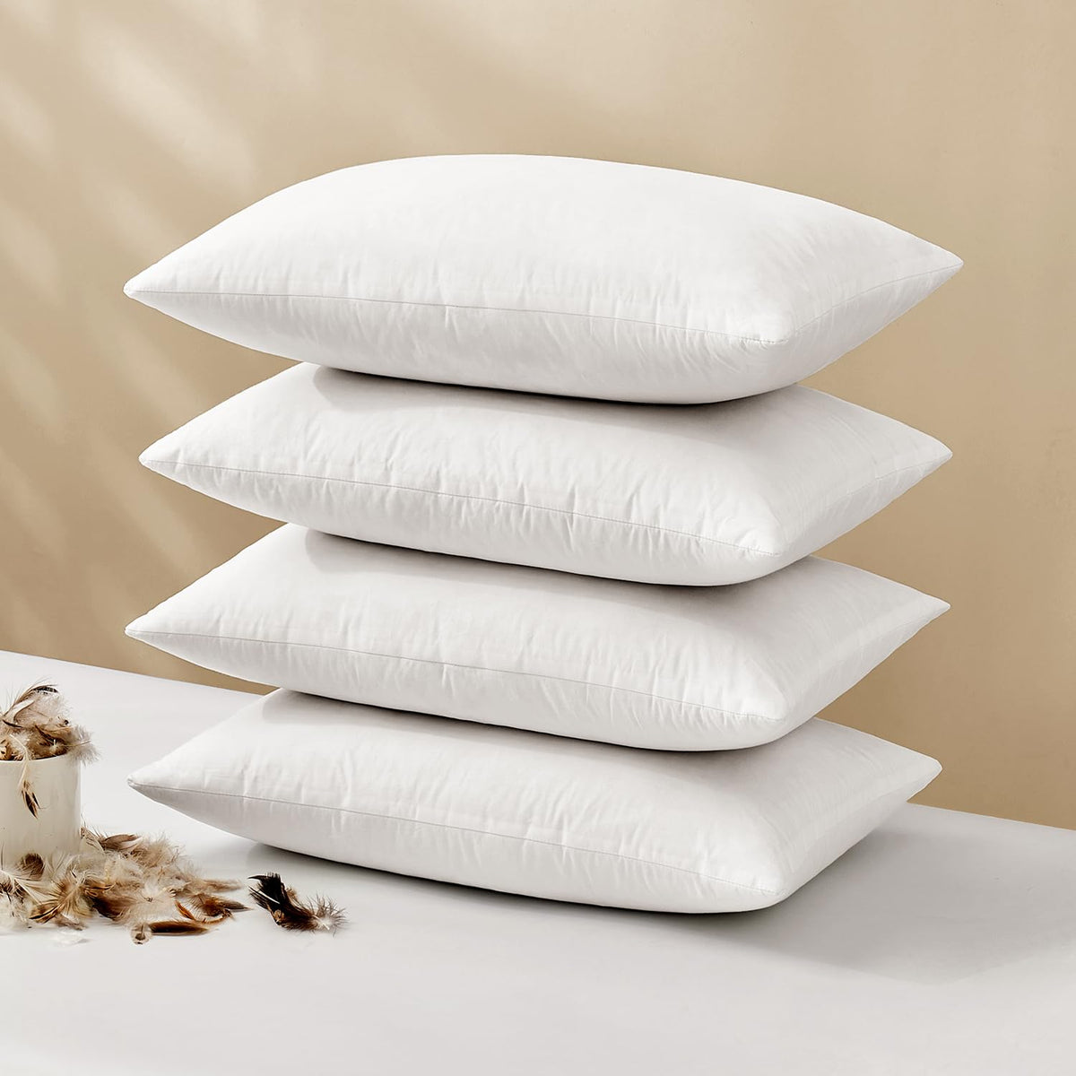 MIULEE 12x20 Pillow Inserts, Set of 4 Feather Down Throw Pillows