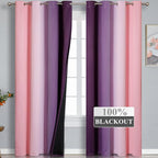 Estelar Textiler Pink and Purple Blackout Curtains for Bedroom, Thermal Insulated Drapes 108 Inches Long, Full Light Blocking Energy Saving Long Curtains for Living Room, 52Wx108L, 2 Panels