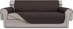 Easy-Going 4 Seater Sofa Slipcover Reversible Sofa Cover Water Resistant Couch Cover with Foam Sticks Elastic Straps Furniture Protector for Pets Children Dog Cat (XX-Large, Chocolate/Beige)