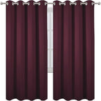 LEMOMO Burgundy Red Thermal Blackout Curtains/52 x 72 Inch/Set of 2 Panels Room Darkening Curtains for Bedroom