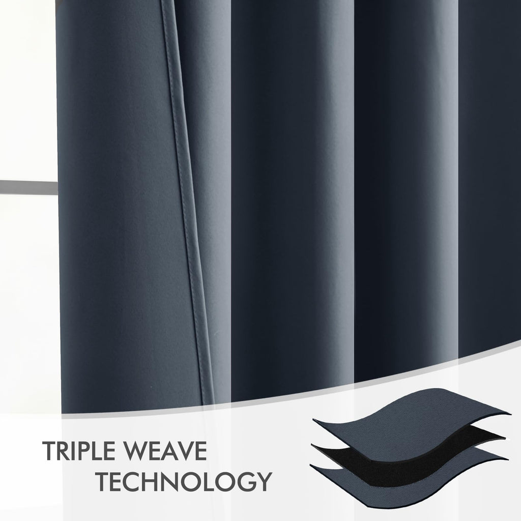 MIULEE Stone Blue Back Tab Blackout Curtains 52x120 Inch Long 2 Panels Set
