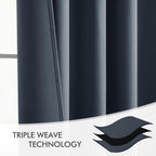 MIULEE Stone Blue Back Tab Blackout Curtains 52x120 Inch Long 2 Panels Set