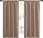 NICETOWN Kids Blackout Curtain Panels - Window Treatment Thermal Insulated Solid Rod Pocket Curtains/Drapes for Bedroom (Set of 2 Panels, 42 by 63 Inch, Cappuccino)