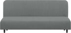 U-NICE HOME Stretch Futon Cover Armless Bed Slipcover - Soft Jacquard Fabric Washable for Pet Friendly, Grey