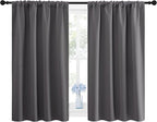 NICETOWN Grey Window Curtains for Bedroom - Home Decoration Thermal Insulated Rod Pocket Blackout Blinds & Drapes for Small Windows (Gray, 2 Panels, W42 x L45 -Inch)