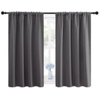 NICETOWN Grey Window Curtains for Bedroom - Home Decoration Thermal Insulated Rod Pocket Blackout Blinds & Drapes for Small Windows (Gray, 2 Panels, W42 x L48 -Inch)