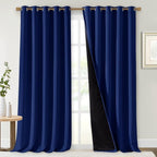NICETOWN Total Shade Curtains and Draperies, Royal Blue, Package of 2, 62 inches Wide x 95 inches, LongHeavy-Duty Full Light Shading Drapes with Black Liner Backing for Villa/Hall/Dorm Window