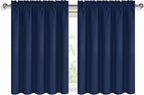 DWCN Short Curtains for Bathroom Windows 36 inches Length 2 Panels Set, Half Window Blackout Curtains for Kitchen, Rod Pocket Energy Saving Drapes (W60 x L36 Inch, Navy Blue)