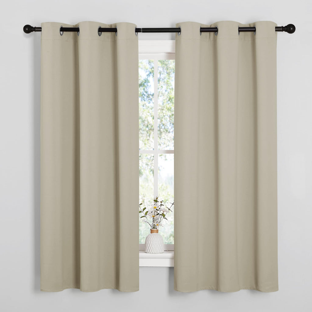 NICETOWN Grey Blackout Curtains for Bedroom 42" Wide x 63" Long 2 Panels