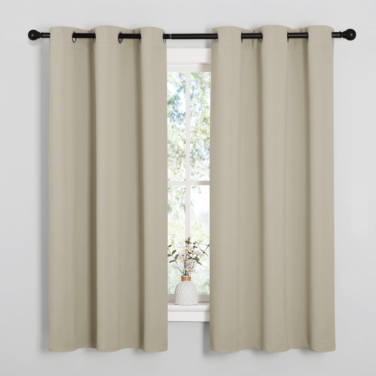 NICETOWN Grey Blackout Curtains for Bedroom 42" Wide x 63" Long 2 Panels