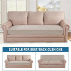 H.VERSAILTEX Velvet Stretch Individual Couch Cushion Cover Plush Cushion Slipcover for Loveseat Sofa Cushion Furniture Protector Seat Cushion Sofa Cover (1 Piece Sofa Cushion Cover, Oatmeal)