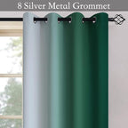SimpleHome Ombre Room Darkening Curtains for Bedroom, Gradient Dark Green to Grey White Light Blocking Thermal Insulated Grommet Window Curtain/Drapes for Living Room,2 Panels, 52x84 inches Length