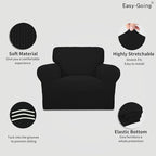 Easy-Going Stretch Chair Sofa Slipcover 1-Piece Couch Sofa Cover Furniture Protector Soft with Elastic Bottom for Kids, Pet. Spandex Jacquard Fabric Small Checks (Chair, Black)