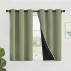 SimpleHome 100% Blackout Curtains for Bedroom,Thermal Insulated Sage Grommet Window Drapes Room Darkening Curtains for Living Room with Black Back,42 x 45 Inch,2 Panels
