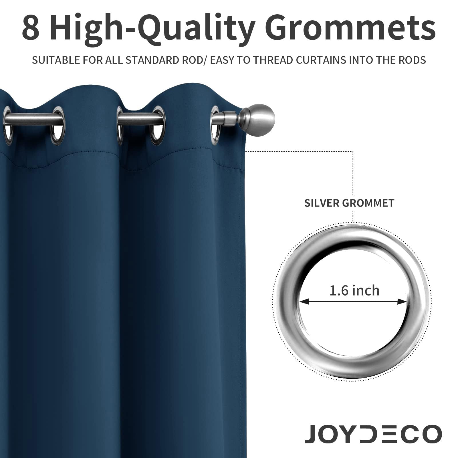 Joydeco Blackout Curtains 95 Inch Length 2 Panels Set, Thermal Insulated Long Curtains& Drapes 2 Burg, Room Darkening Grommet Drapes for Living Room Bedroom Window (W52 x L95 Inch, Navy Blue)