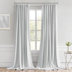 MIULEE Back Tab Light Blocking Curtains 108 Inch Long 2 Panels Set for Living Room Bedroom Privacy, Greyish White Rod Pocket/Pinch Pleated Extra Long Thermal Insulated Room Darkening Blackout Drapes