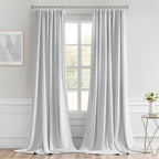 MIULEE Greyish White Back Tab Blackout Curtains 52x102 Inch Long 2 Panels