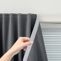 Sovtfides Magic Tape Stick On Curtains Window Shades Pull Down Blackout Window Cover Blackout Curtains for Bedroom No Drillng Self Adhesive Curtains No Rod Small Curtain, 35" W X 79" L, Grey, 1 Panel