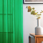 SpaceDresser Sheer Voile Window Treatment Rod Pocket Curtain Panels for Kitchen Bedroom Living Room Drapes Sunlight Filtering Privacy Semi Home Decor Assorted Colors Sizes (Green, 52 W x 63 L)