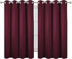 LEMOMO Blackout Curtains 66 x 54 Inch Long Burgundy Red Curtains Set of 2 Panels Room Darkening Curtains for Bedroom and Living Room