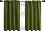 NICETOWN 2 Panels Blackout Curtains, Rod Pocket Thermal Insulated Drapes for Kitchen, Heavy Duty Small Window Treatment for Dorm Room, Studio Apartment, Basement (Olive Green, W42 x L30)