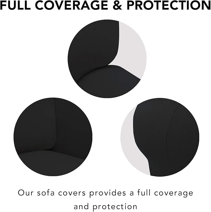 PureFit Super Stretch Chair Covers Fleece Couch Covers for Sofa Black