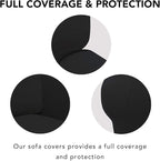 PureFit Super Stretch Chair Covers Fleece Couch Covers for Sofa Black