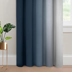 Yakamok Room Darkening Ombre Curtains 84 Inch Length, Navy Blue and Greyish White Thermal Insulated Gradient Color Curtains,Light Blocking Grommet Window Drapes for Bedroom,62 Inch Width,2 Panels