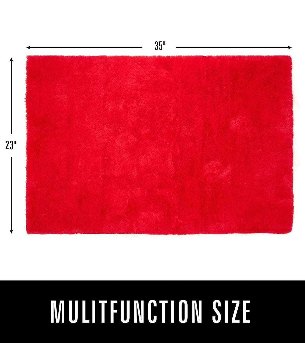 LOCHAS 2x3 Area Rugs Fluffy Living Room Carpets for Kids Bedroom, Red