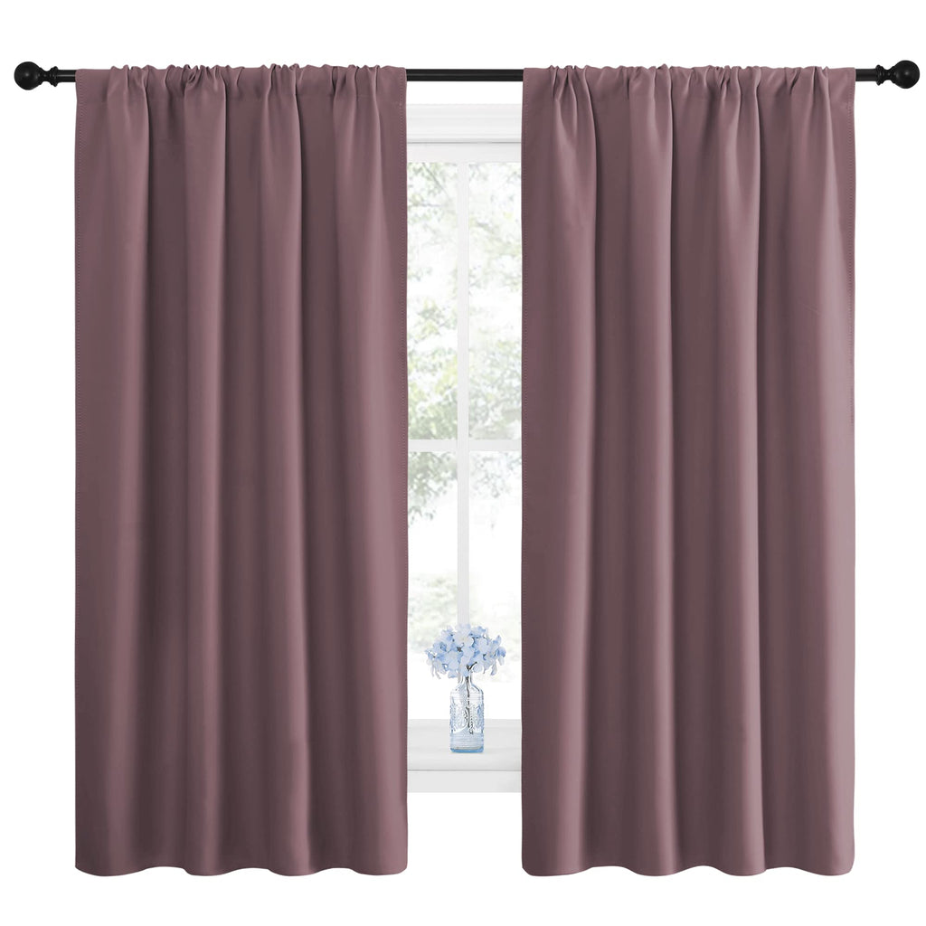 NICETOWN Blackout Curtains for Living Room, Darkening Window Curtain Panels, Easy-Care Solid Thermal Insulated Draperies/Drapes for Daughter Room (Dry Rose, 2 Panels, 42 by 63)