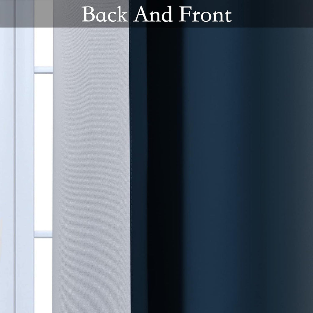 SimpleHome Ombre Navy Blue to Grey White Curtains for Living Room 70Wx84L