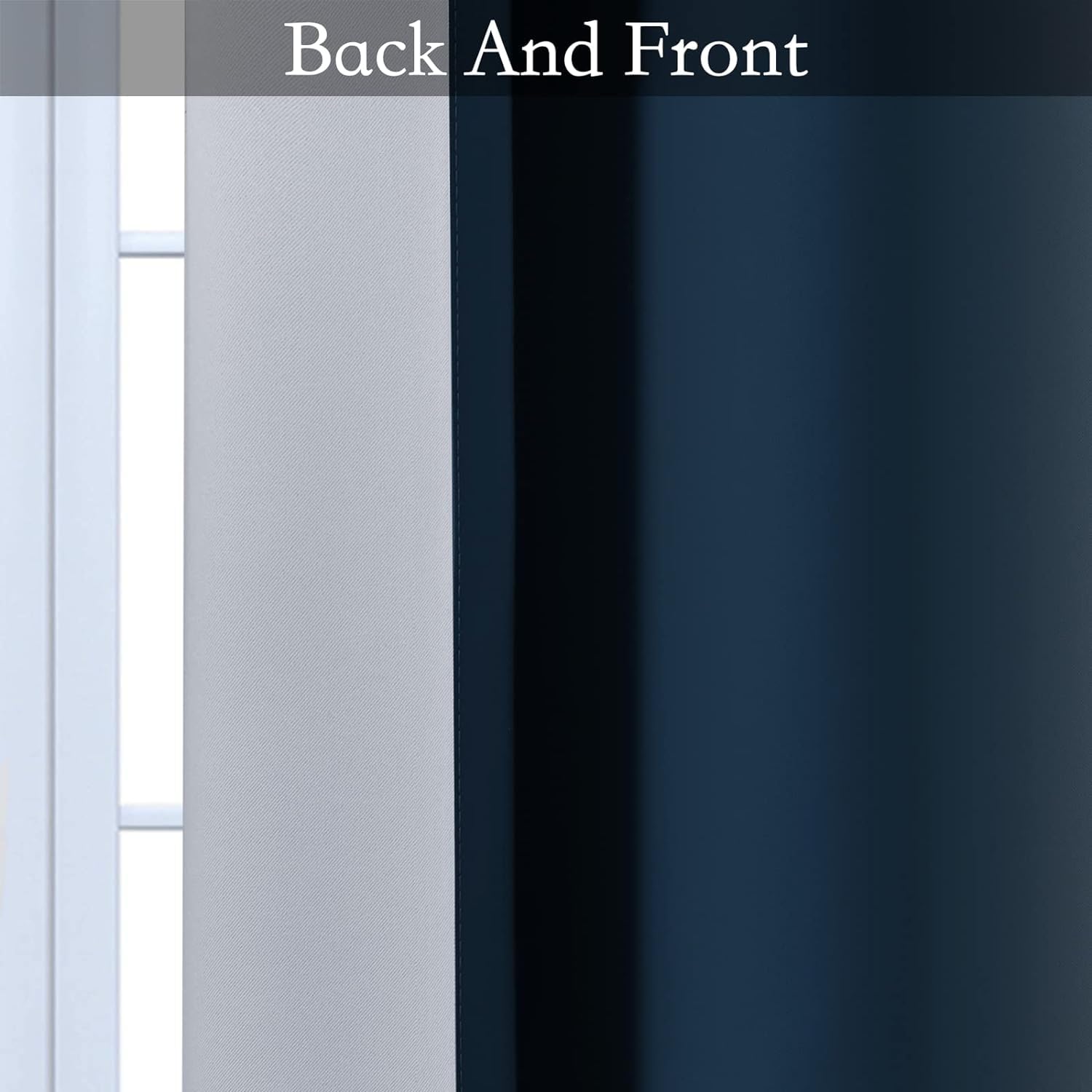SimpleHome Ombre Navy Blue to Grey White Curtains for Living Room 70Wx84L