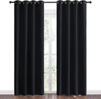 NICETOWN Blackout Curtain Panels 86 inches - Light Reducing Thermal Insulated Solid Grommet Blackout Curtains/Panels/Drapes for Living Room (Set of 2, 55 inches by 86 Inch, Black)