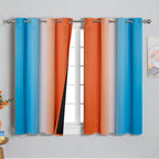 Ombre Orange and Blue Blackout Curtains 54 Inch Length 2 panels, Full Room Darkening Curtains for Bedroom, Thermal Insulated Gradient Drapes, Full Light Blocking Curtains with Grommet, 52x54 Inch
