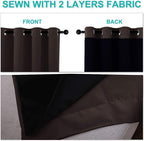 NICETOWN 100% Blackout Curtains 45 inches Long, 1 Pair, Brown, 42 inches Width Each Panel, 2 Thick Layers Completely Blackout Window Treatment Thermal Insulated Lined Drapes for Small Window