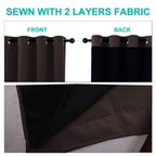 NICETOWN 100% Blackout Short Curtains with Black Liners, 2 Panels, 37" W by 63" L, Toffee Brown, Solid Thermal Insulated Full Blackout 2-Layer Lined Drapes, Energy Efficiency Window Drapes for Bedroom