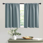 RYB HOME Blackout Privacy Bathroom Window Curtains, Short Thermal Insulated Heat Blocking Privacy Rod Pocket Half Window Curtain Tiers for Nursery Bedroom, Width 42 by Length 30, Dusty Blue, 2 Panels
