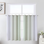 Estelar Textiler Sage Green and Greyish White Ombre Short Blackout Cafe Curtains 36 Inch Length, Thermal Insulated Grommet Small Half Window Drapes for Kitchen/Basement/RV Camper, 52Wx36L, 2 Panels
